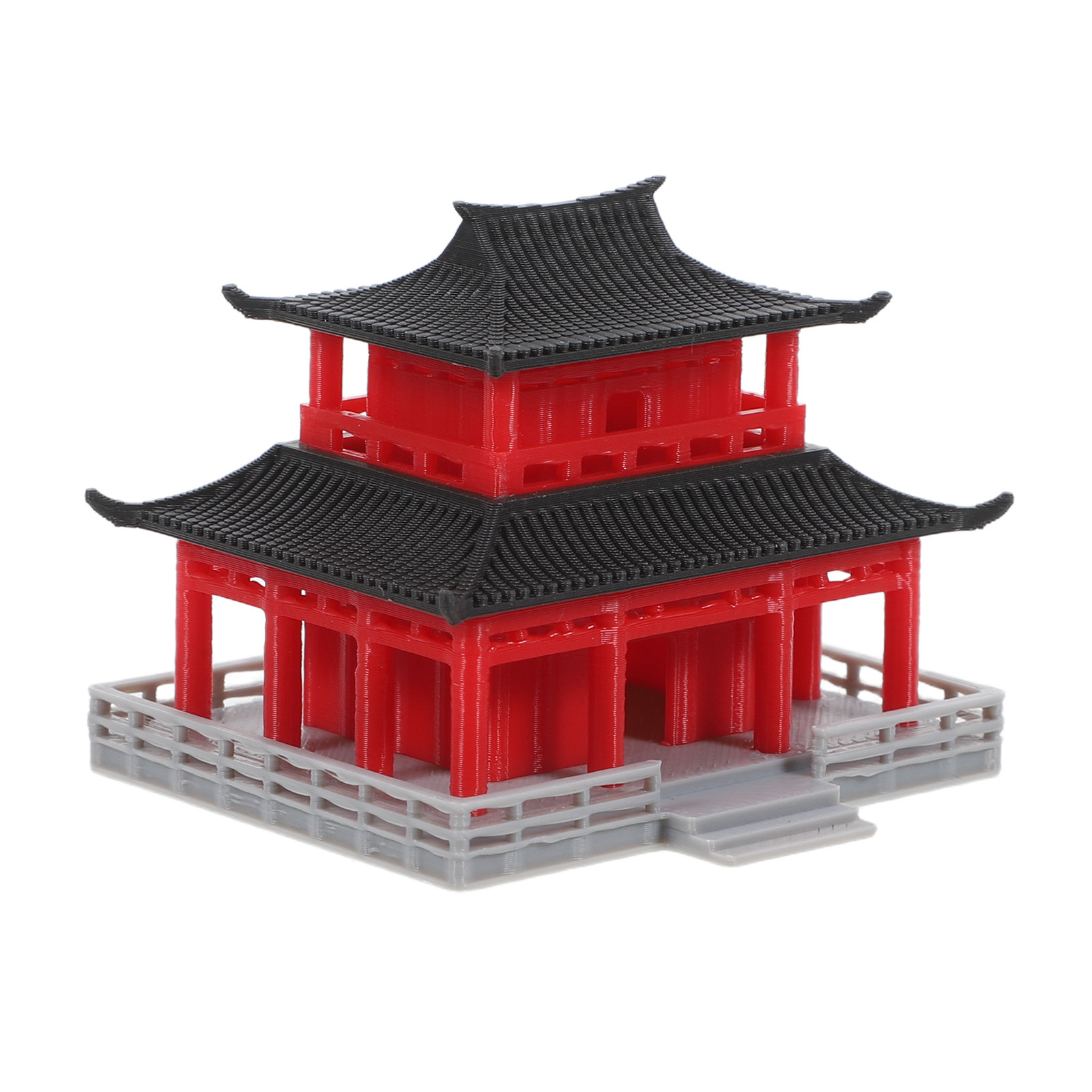 Aquarium - Ancien pavillon chinois noir et rouge,
