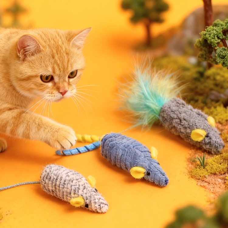 Catnip Interactive Plush Mouse - Jouets pour chat 3 pièces, simulation
