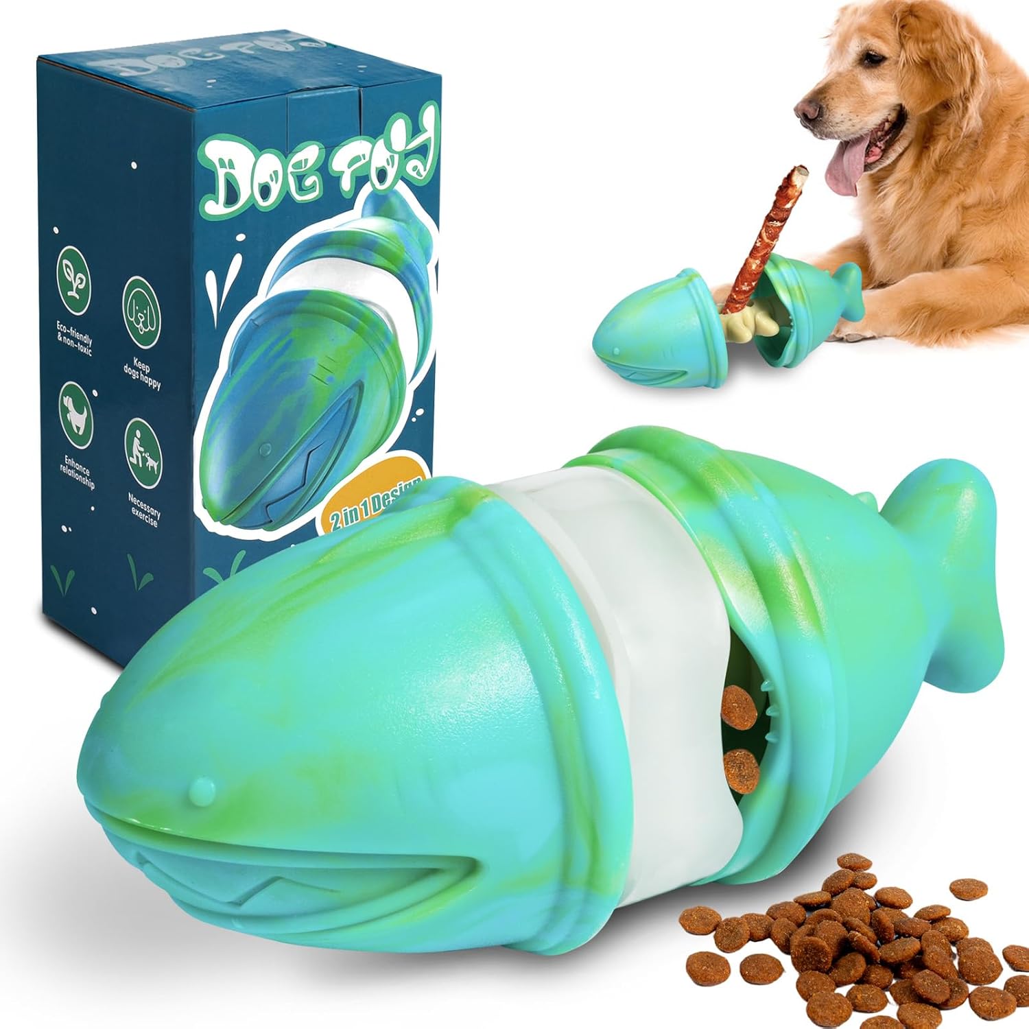 Rubber Treat Dispensing Dog Toy - Jouet à mâcher 2 en 1