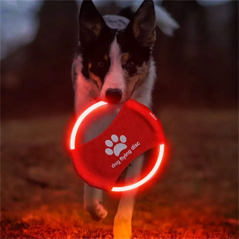 Flying Disc Dog Training Toy - Jouet pour chien LED brillant disque
