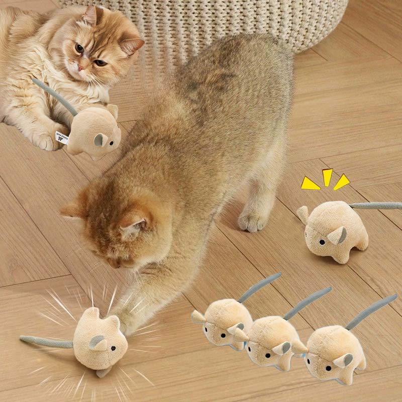 Catnip Interactive Plush Mouse - Jouet électrique en peluche pour chat,