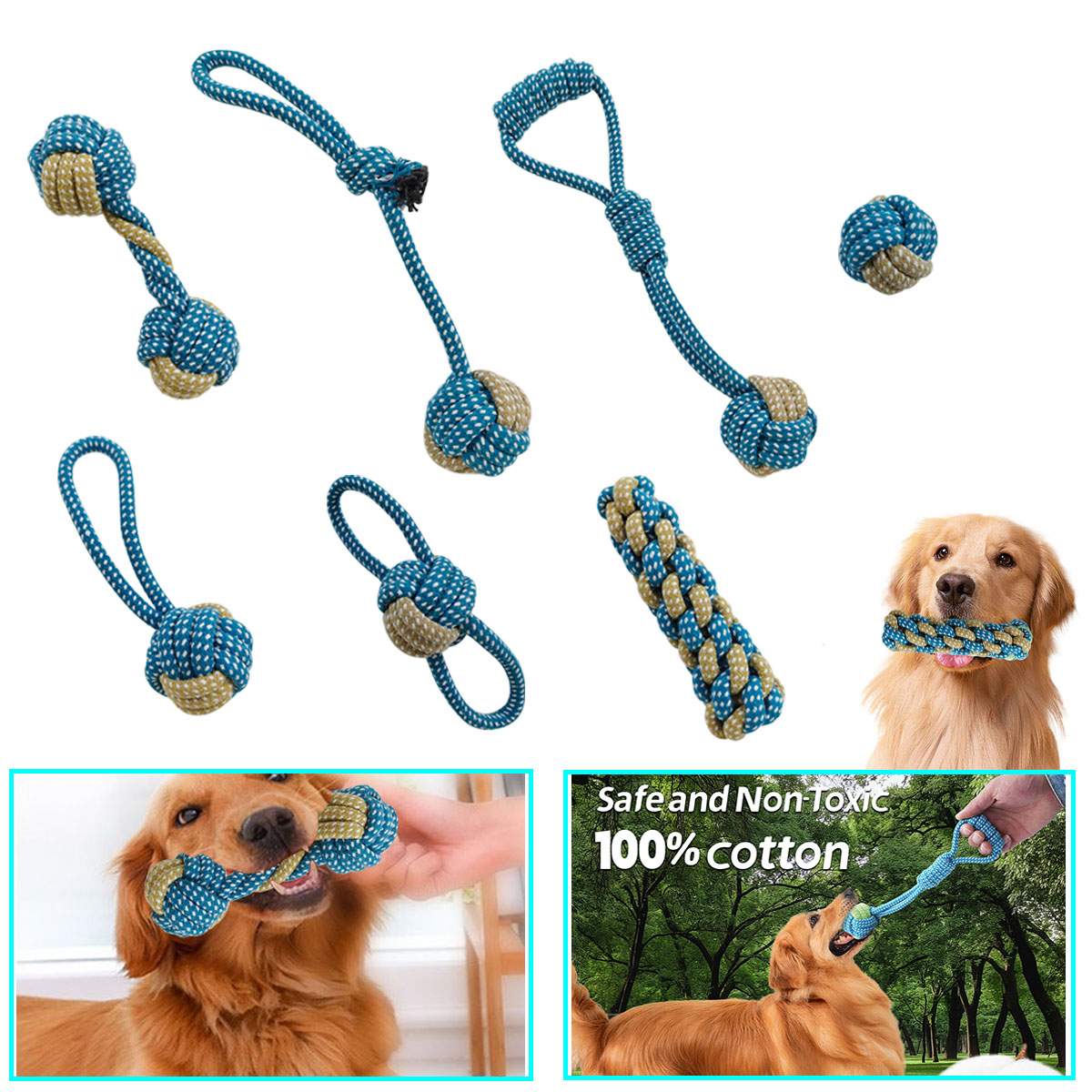 Teeth Cleaning Dog Chew Bone - Nouveau 7 pièces chien chiot Double