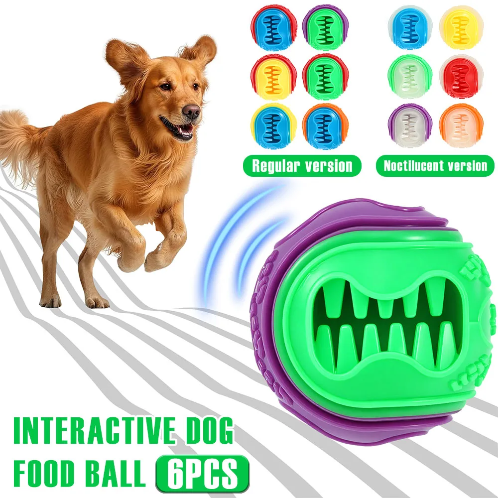 Rubber Treat Dispensing Dog Toy - Lot de 6 balles interactives pour