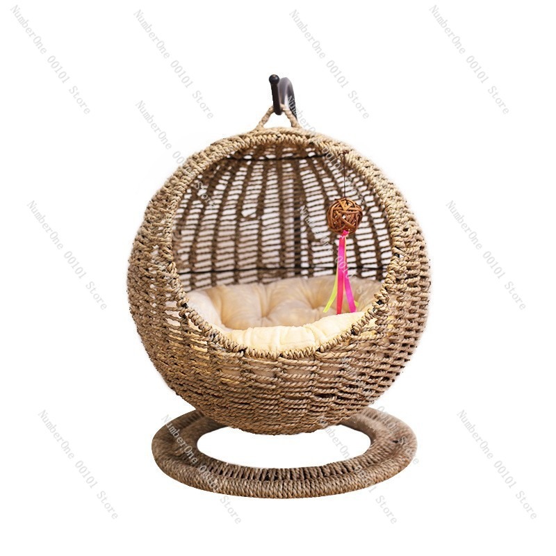 Pet Beds - Lit suspendu rond en rotin pour